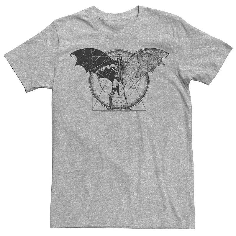 Mens DC Comics Batman Half Skeleton Sketched Poster Tee Athletic Grey Product Image