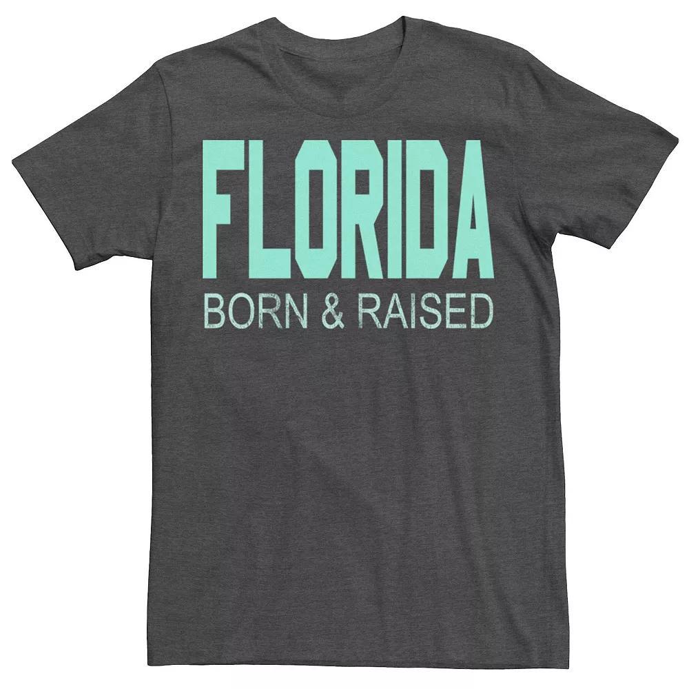 Men's Florida Born & Raised Vibrant Cyan Tee, Size: Large, Grey Heather Product Image