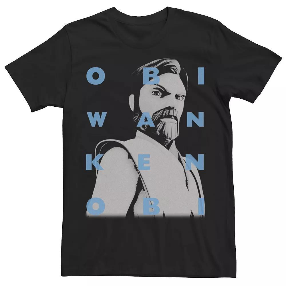 Men's Star Wars: Clone Wars Obi-Wan Kenobi Text Overlay Tee,  Product Image