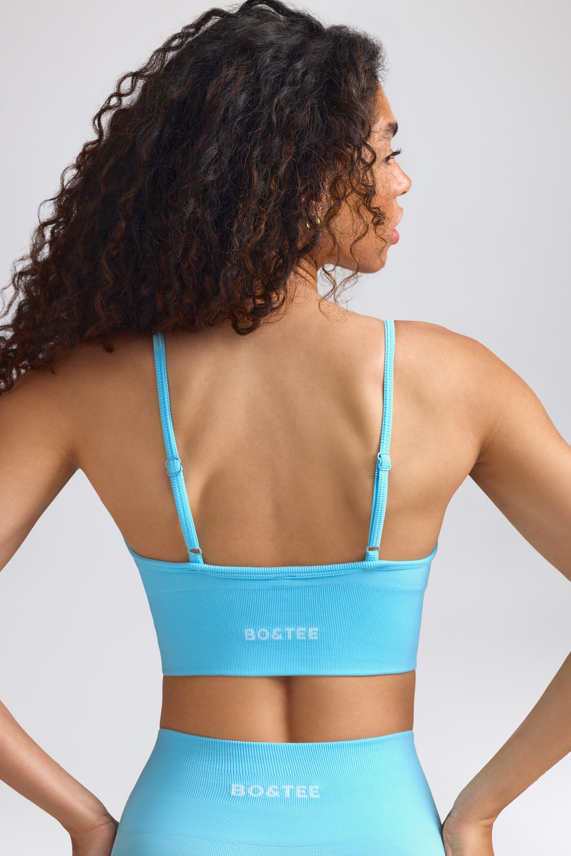 Define Luxe V-Neck Sports Bra in Sky Blue Female Product Image