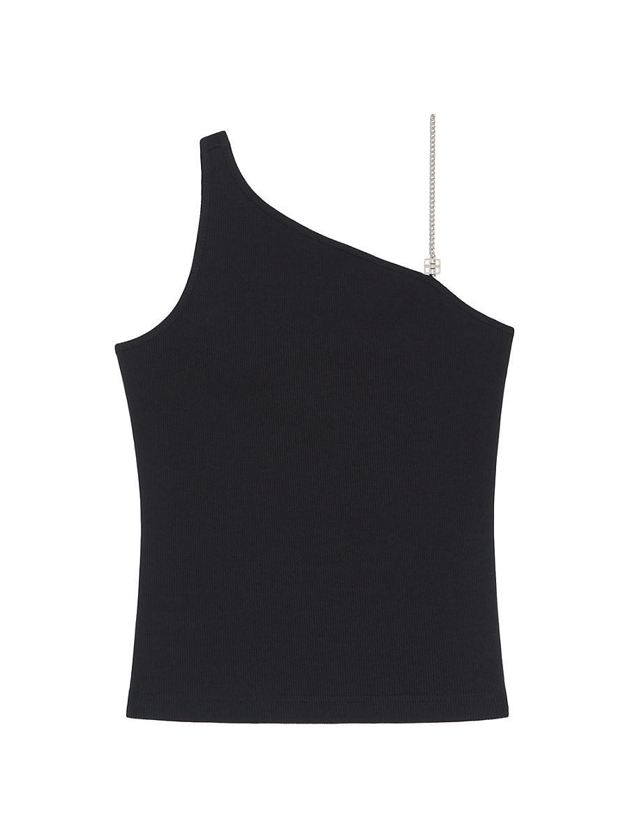 Womens Asymmetrical Top In Cotton With Chain Detail Product Image