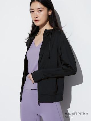 Womens Airism Mesh Uv Protection Full-Zip Hoodie with Deodorizing Black 2XL UNIQLO US Product Image