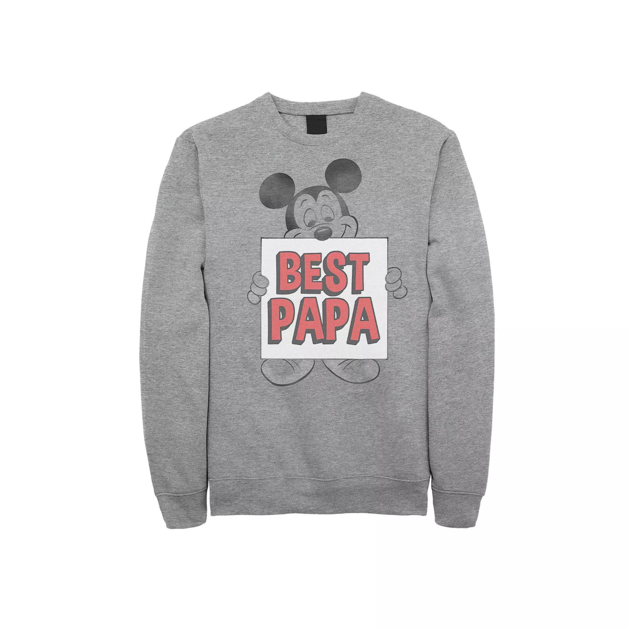 Disney's Mickey Mouse Men's Best Papa Sweatshirt, Size: XXL, Athletic Grey Product Image