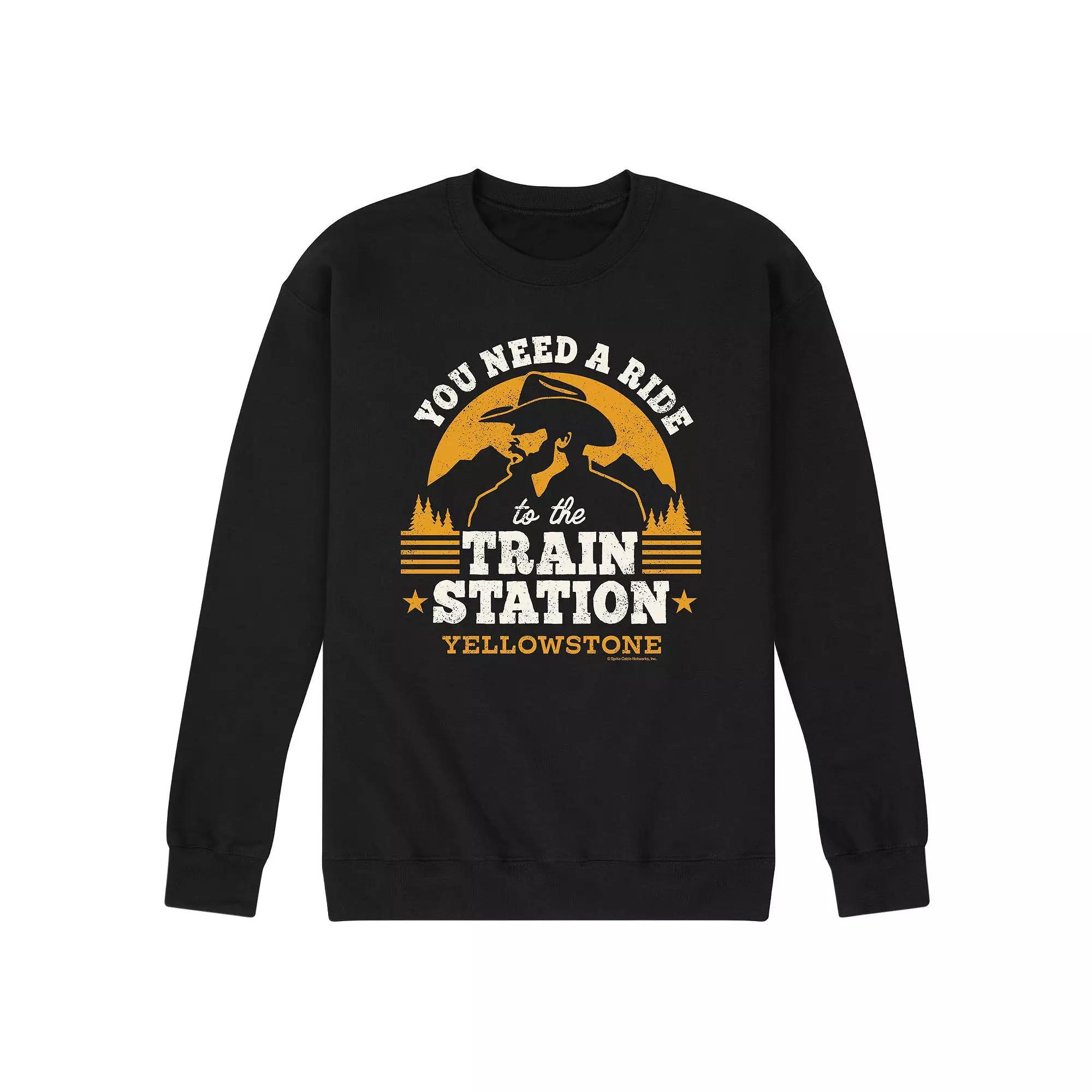 Men's Yellowstone Train Station Sweatshirt,  Product Image
