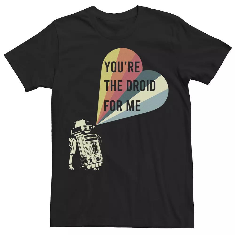 Men's Star Wars R2-D2 Droid For Me Striped Heart Tee, Size: XXL, Black Product Image