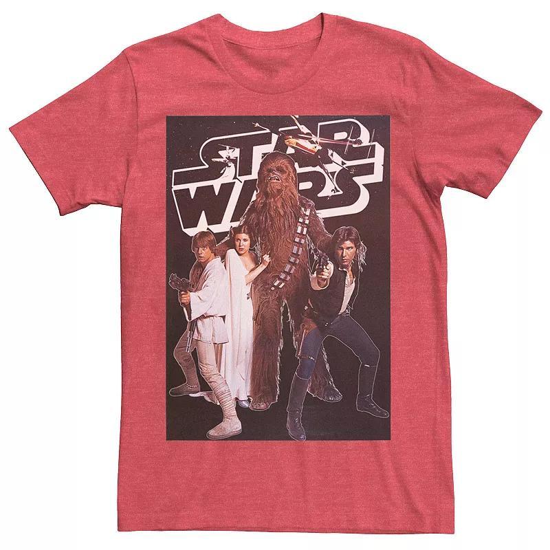 Mens Star Wars Vintage Group Poster Tee Red Grey Product Image