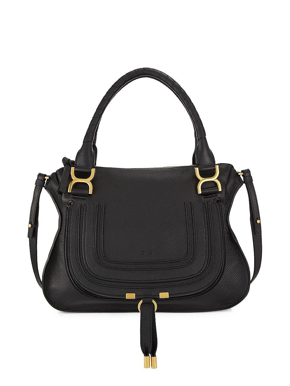 Marcie Medium Double Carry Satchel Bag in Grained Leather Product Image