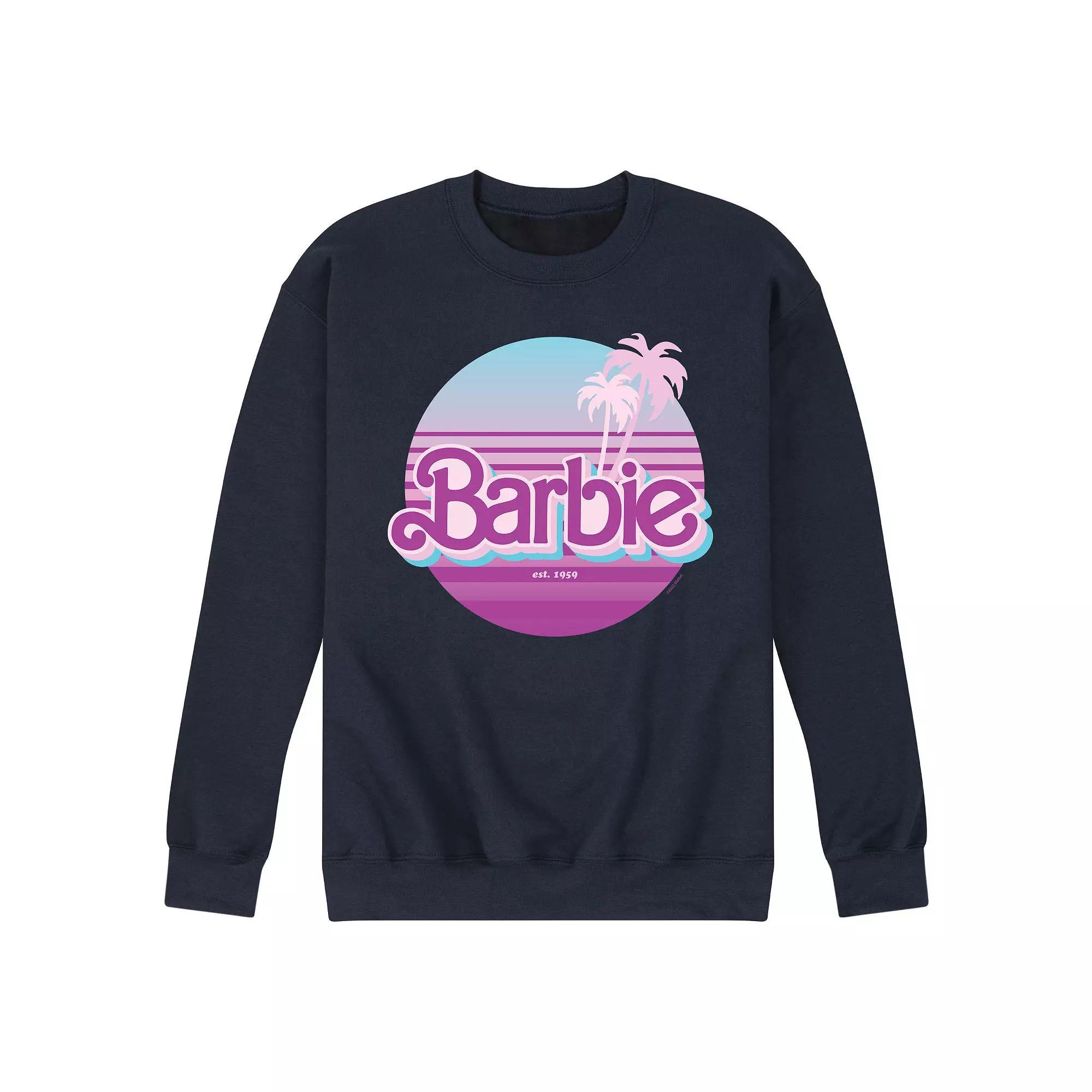 Men's Barbie Dream Summer Retro Sunset Fleece Sweatshirt, Size: XL, Black Product Image