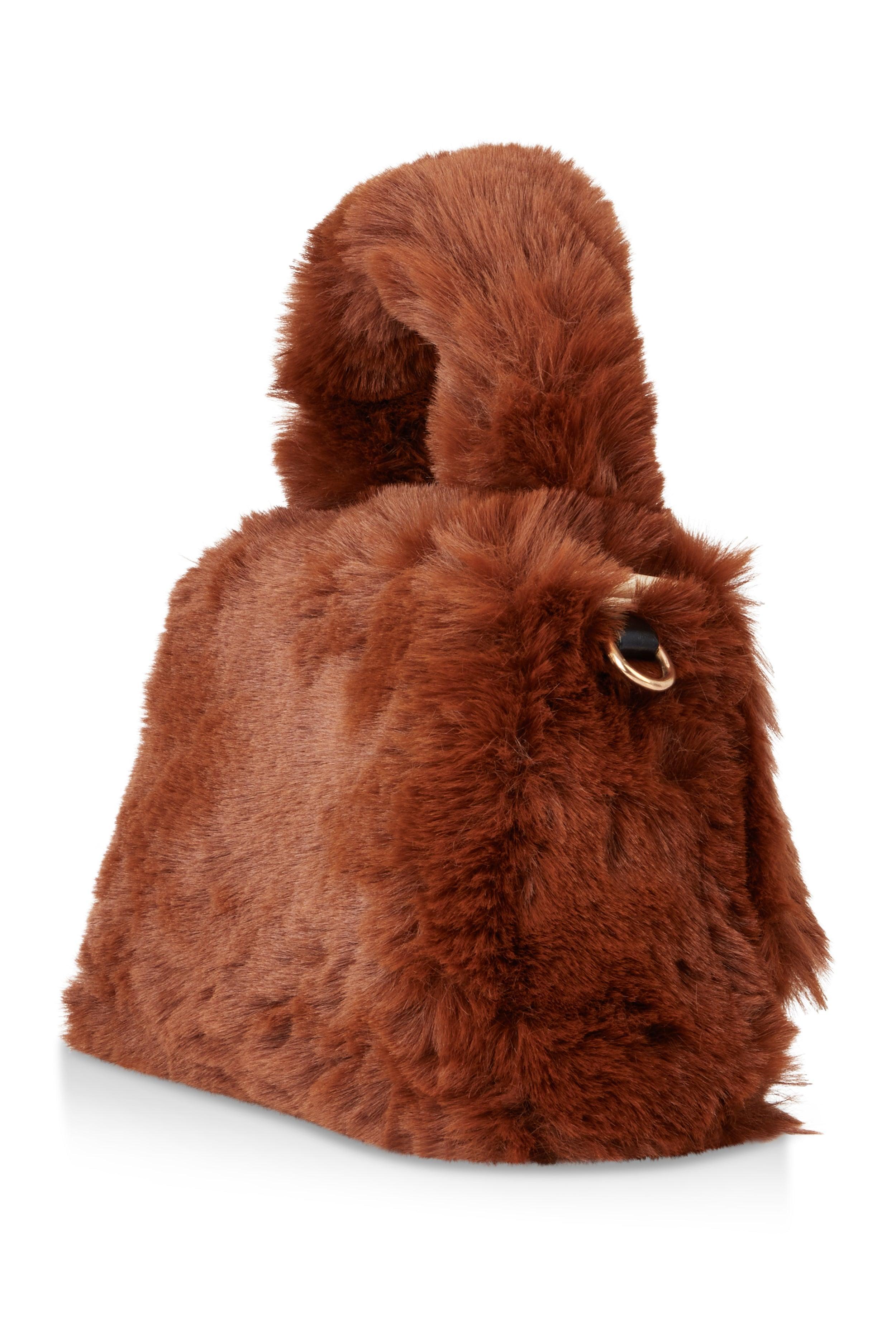 Womens Faux Fur Convertible Handbag Product Image