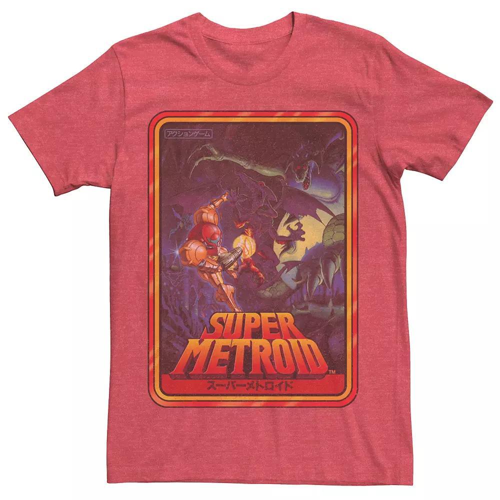 Men's Super Metroid Kanji Game Box Art Tee, Size: Large, Red Grey Product Image