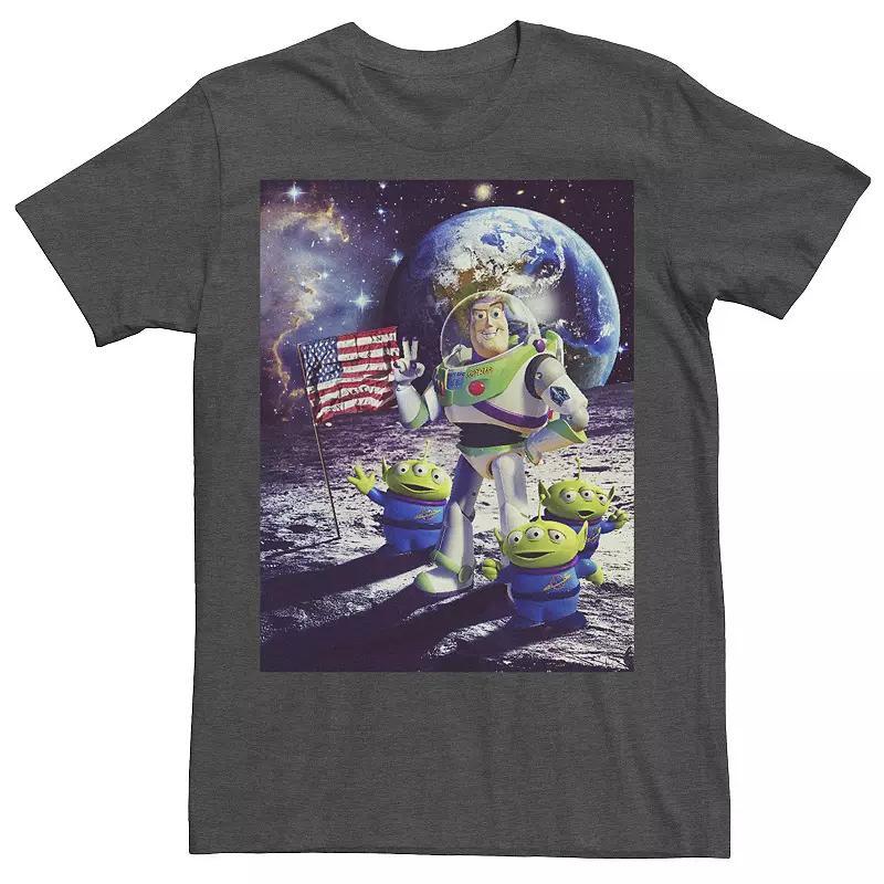 Disney / Pixars Toy Story Buzz Lightyear and Aliens Mens On The Moon Photo Tee Grey Heather Product Image