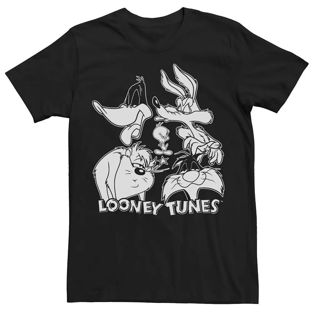Men's Looney Tunes Looney Faces Black And White Big Face Tee,  Product Image