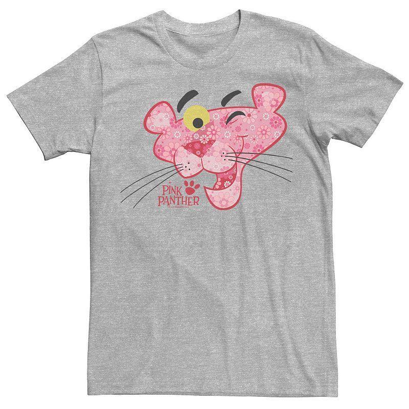 Mens The Pink Panther Floral Fill Big Face Tee Athletic Grey Product Image