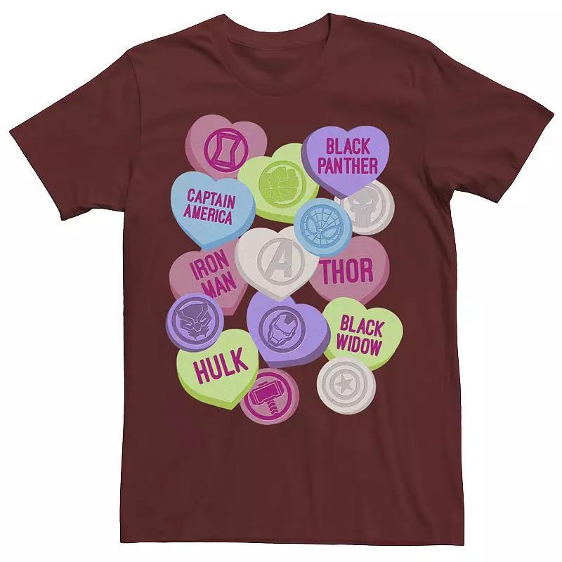 Men's Marvel Valentine's Candy Heart Avengers Icons Tee, Size: Small, Red Product Image