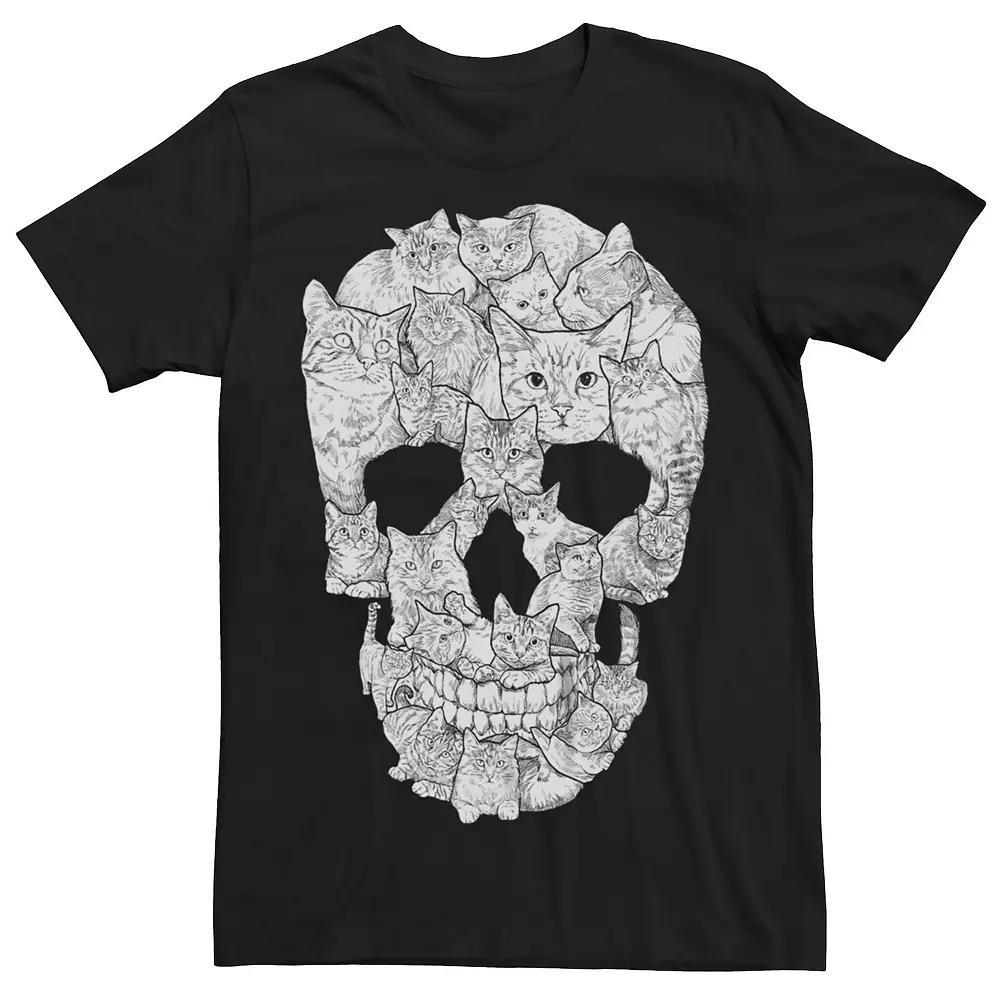 Men's Sketchy Cats Skull Graphic Tee, Size: XS, Red Product Image