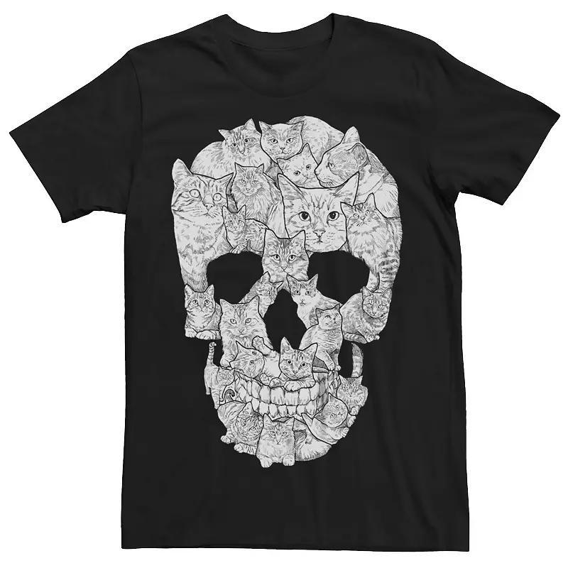 Men's Sketchy Cats Skull Graphic Tee, Size: XS, Red Product Image