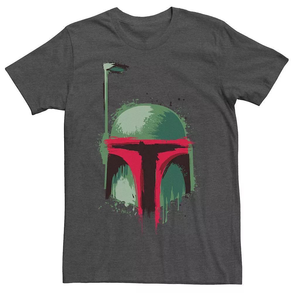 Men's Star Wars Boba Fett Dripping Paint Helmet Graphic Tee, Size: 3XL, Grey Heather Product Image