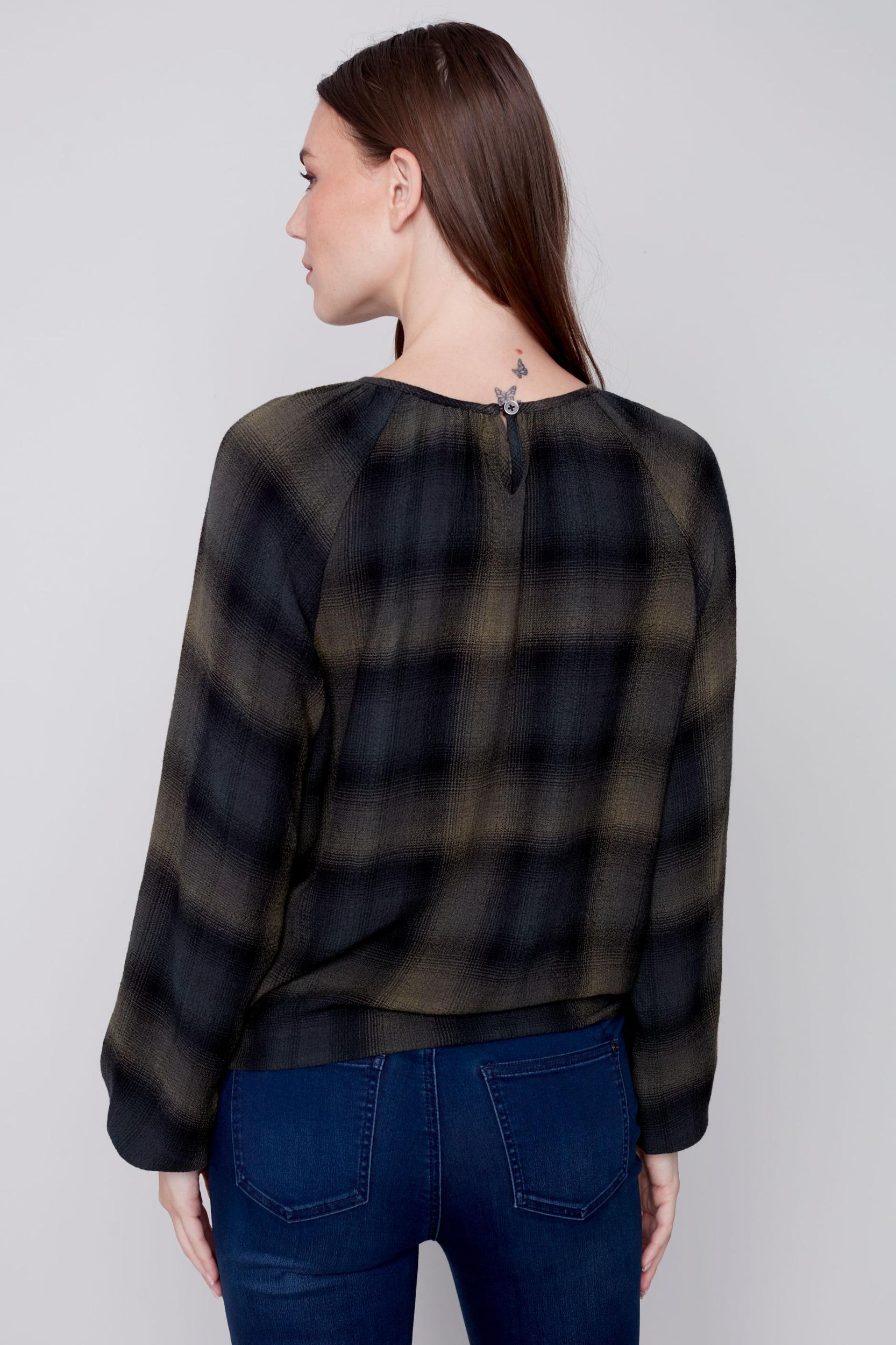Tie Front Plaid Top Product Image