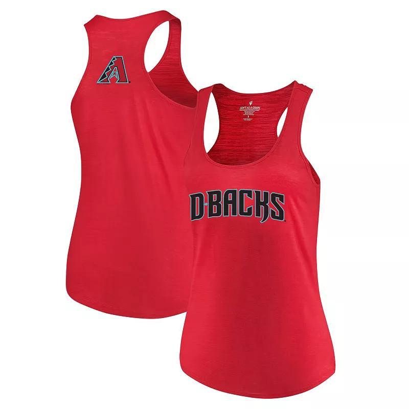 Women's Soft as a Grape Red Arizona Diamondbacks Plus Size Swing for the Fences Tri-Blend Racerback Tank Top, Size: 2XL Product Image