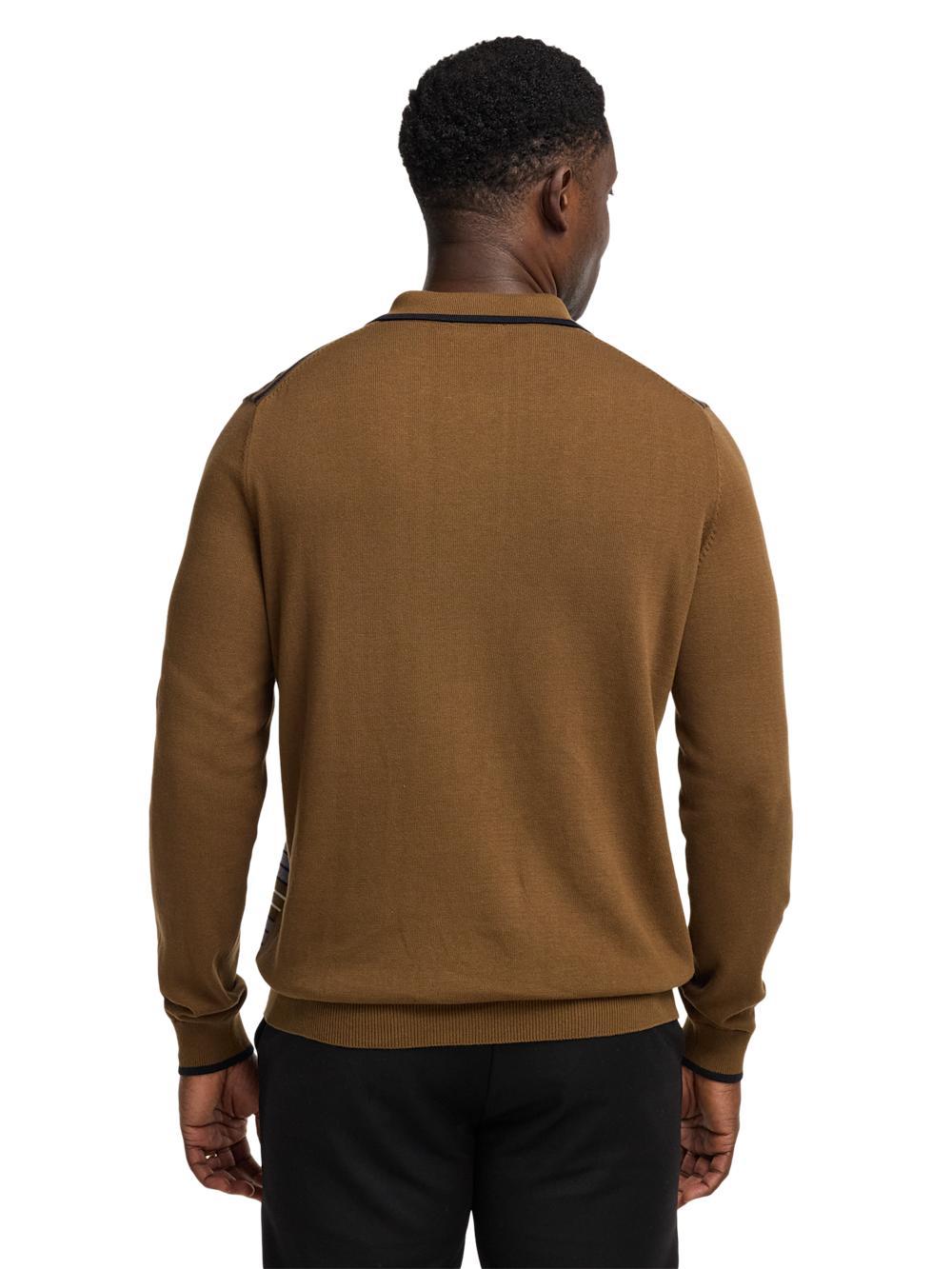 Cotton Three Button Polo - Brown Product Image