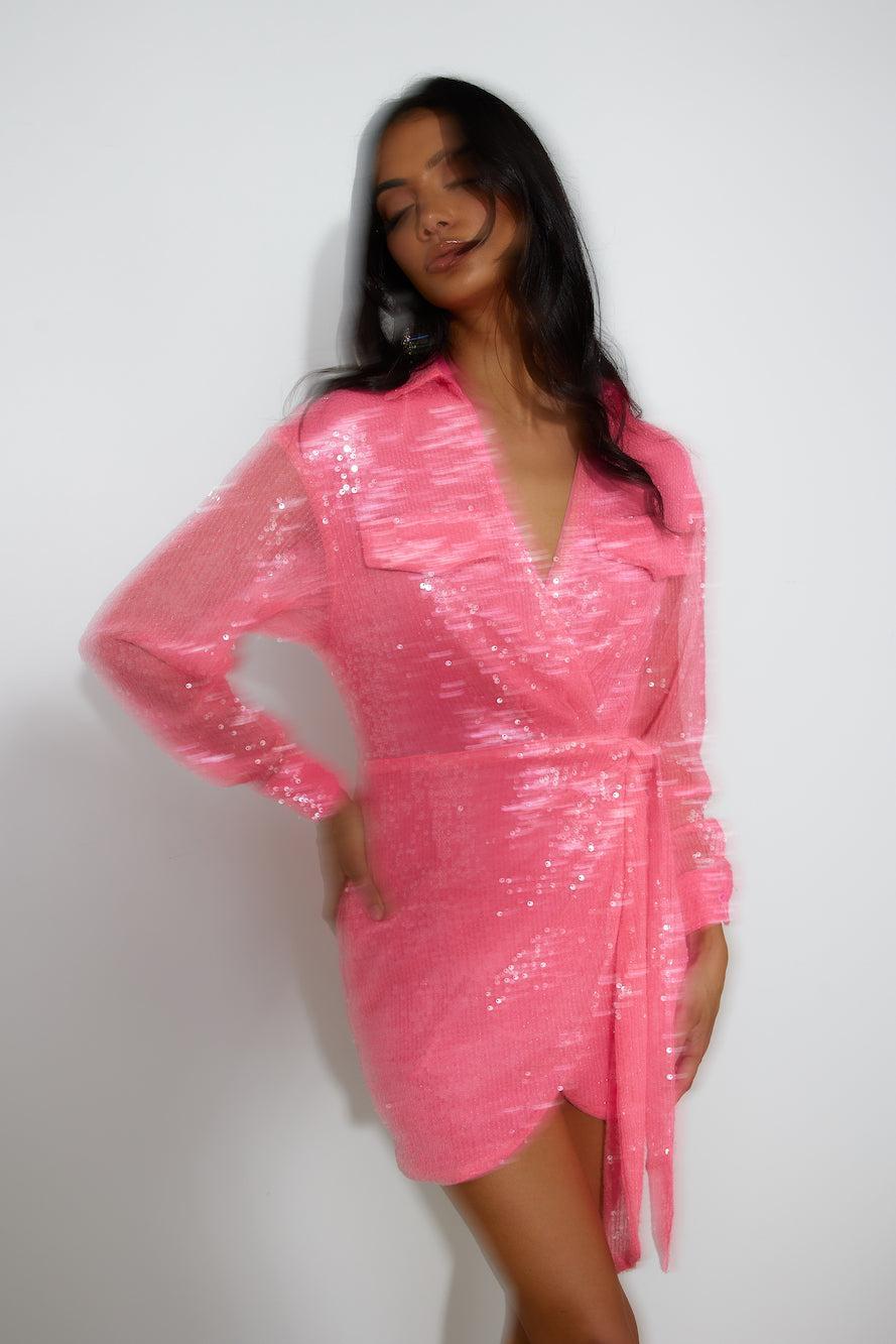 Party Shirt Dress Pink Product Image