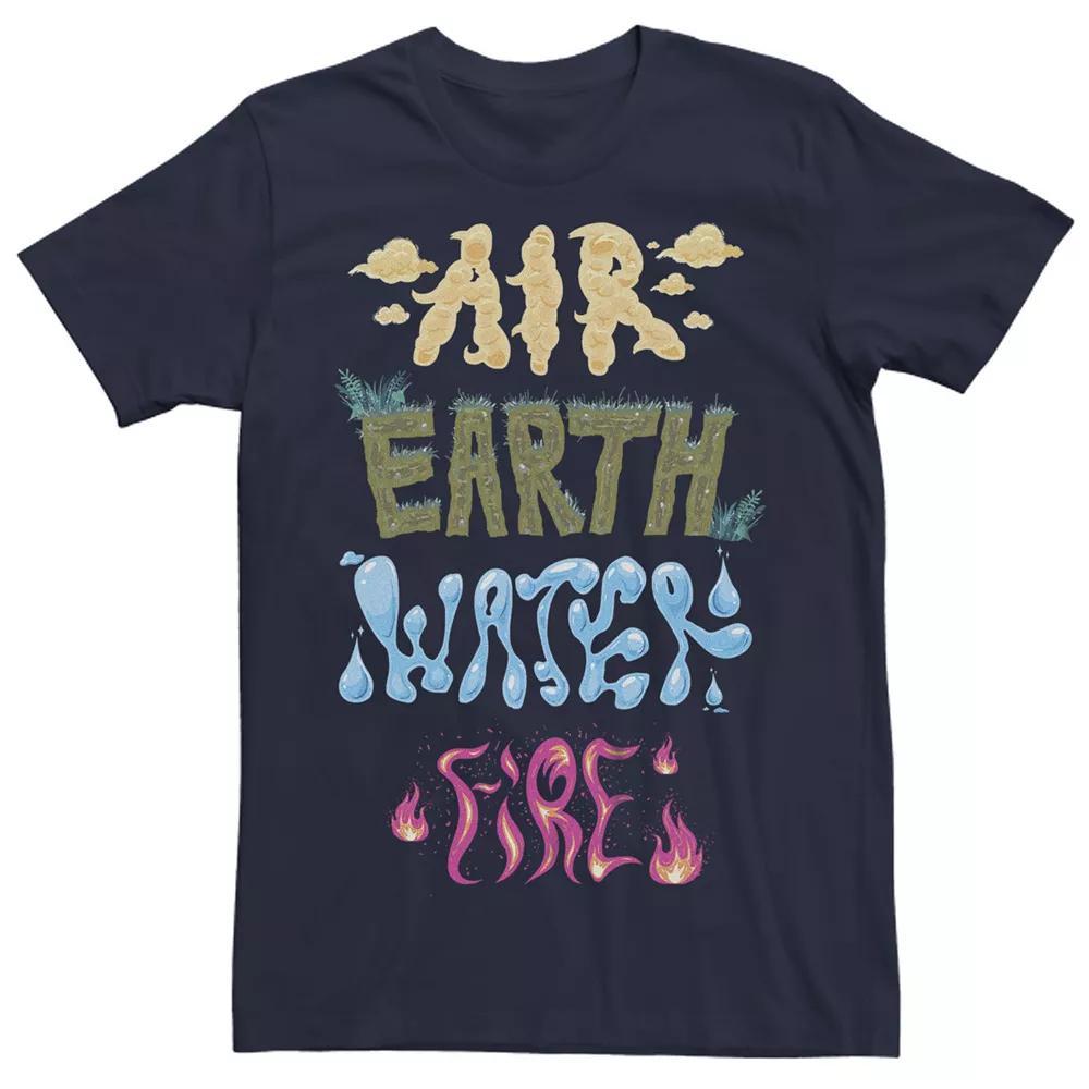 Disney / Pixar's Elemental Men's Four Elements Text Stack Graphic Tee, Size: Medium, Blue Product Image