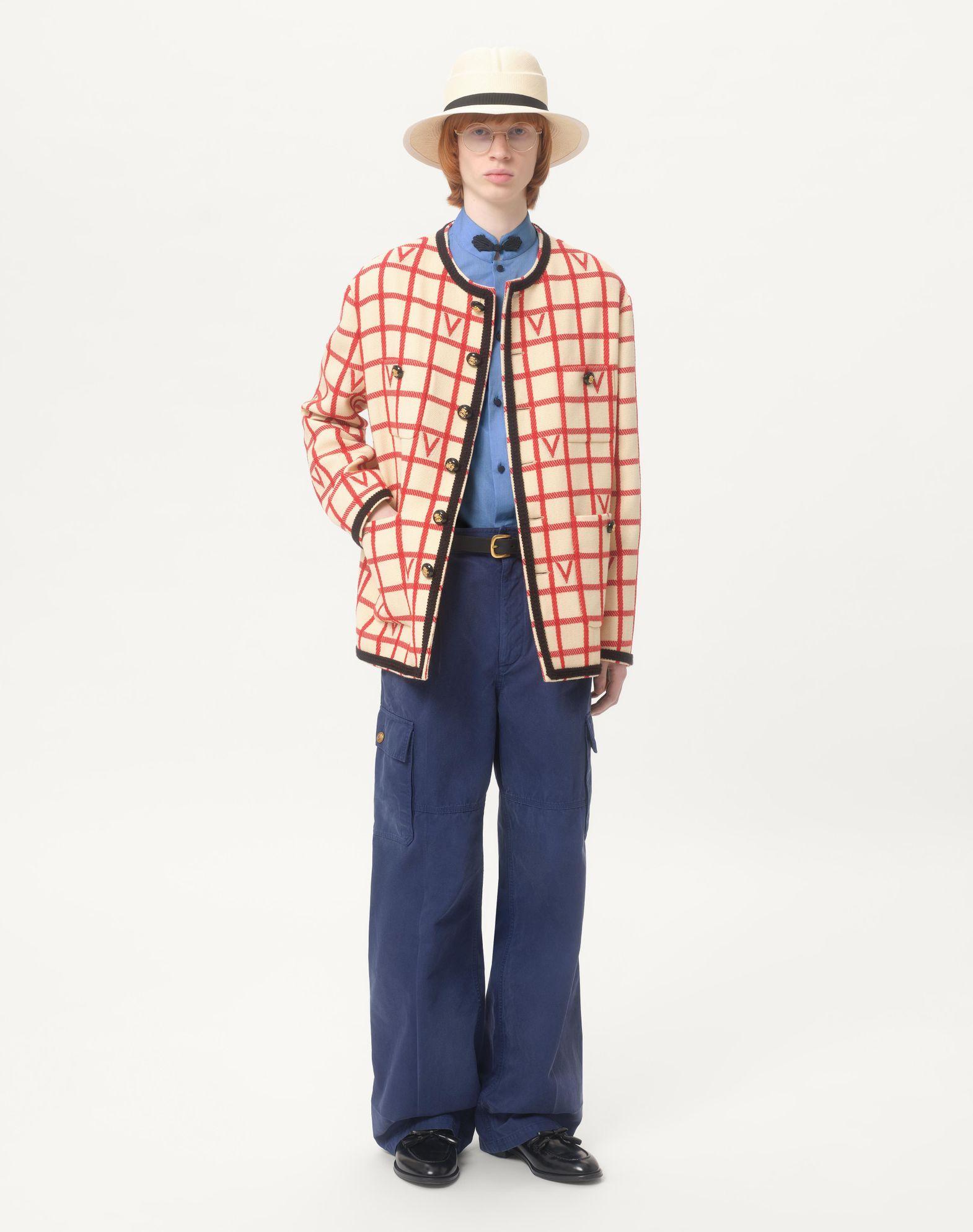 Wool Blend Jacket With V Check Pattern Product Image