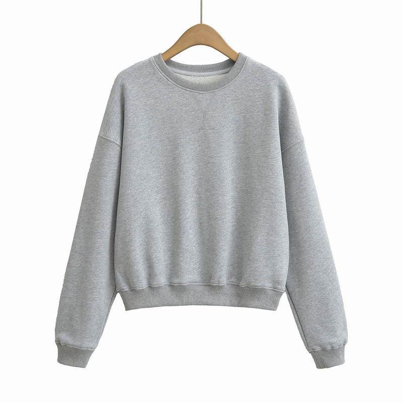 Long-Sleeve Round Neck Plain Sweatshirt / Mid Waist Plain Flared Pants Product Image