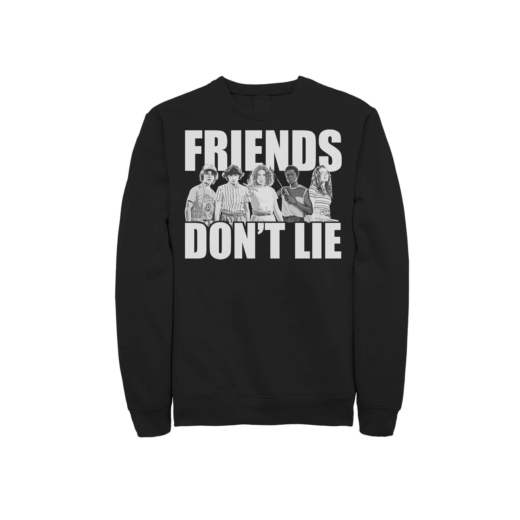Men's Netflix Stranger Things Friends Don't Lie Group Shot Sweatshirt, Size: 3XL, Black Product Image