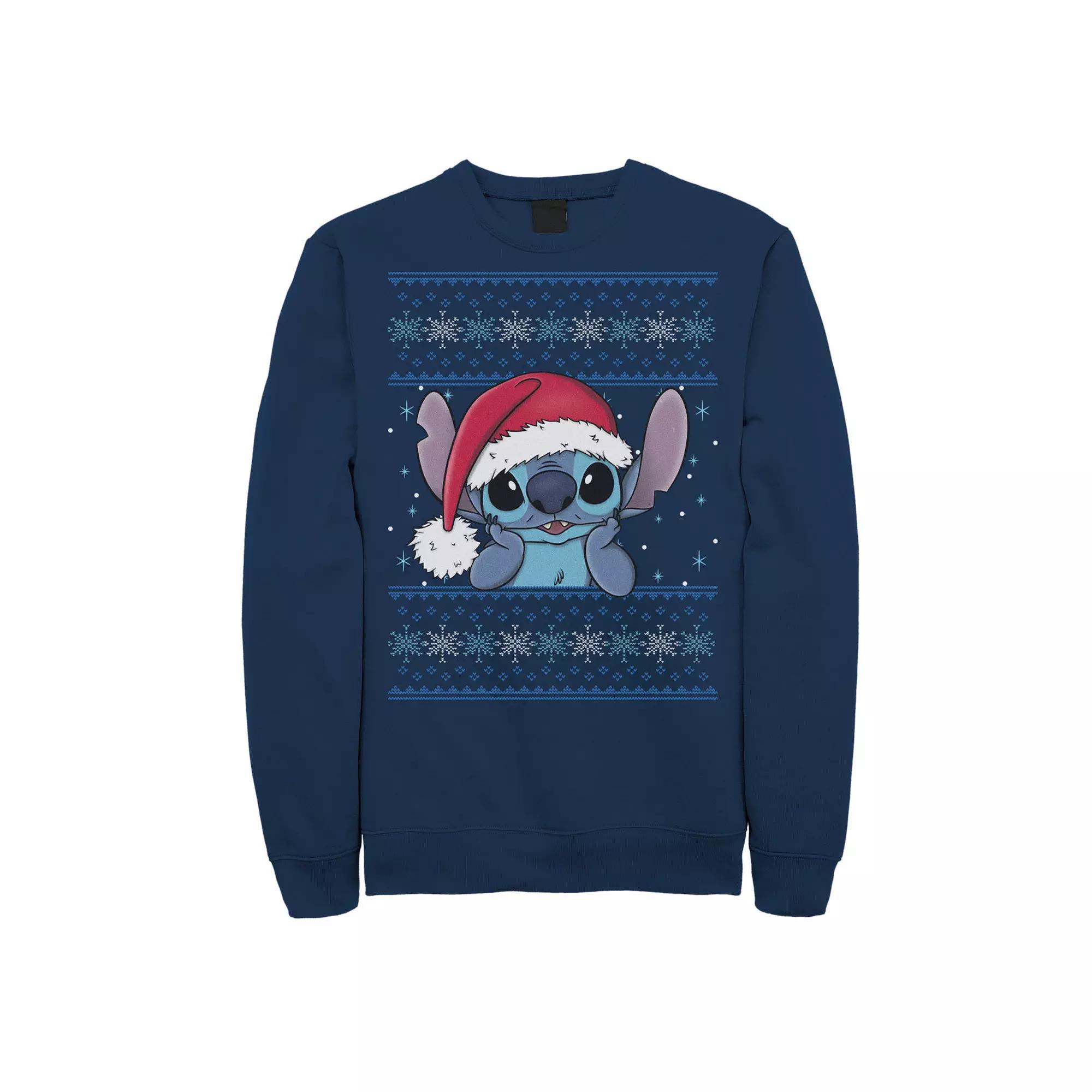Disney's Lilo & Stitch Christmas Stitch Ugly Sweater Style Men's Sweatshirt, Size: 3XL, Blue Product Image