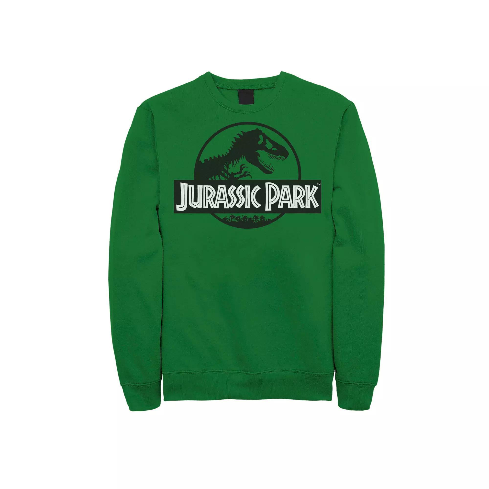 Mens Jurassic Park Basic Black & White Logo Graphic Fleece Pullover Product Image