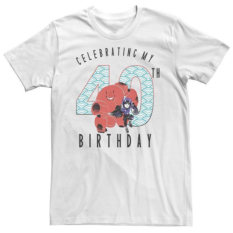 Big & Tall Disney Big Hero 6 Baymax Hiro 40th Birthday Tee, Men's, Size: 5XL, White Product Image