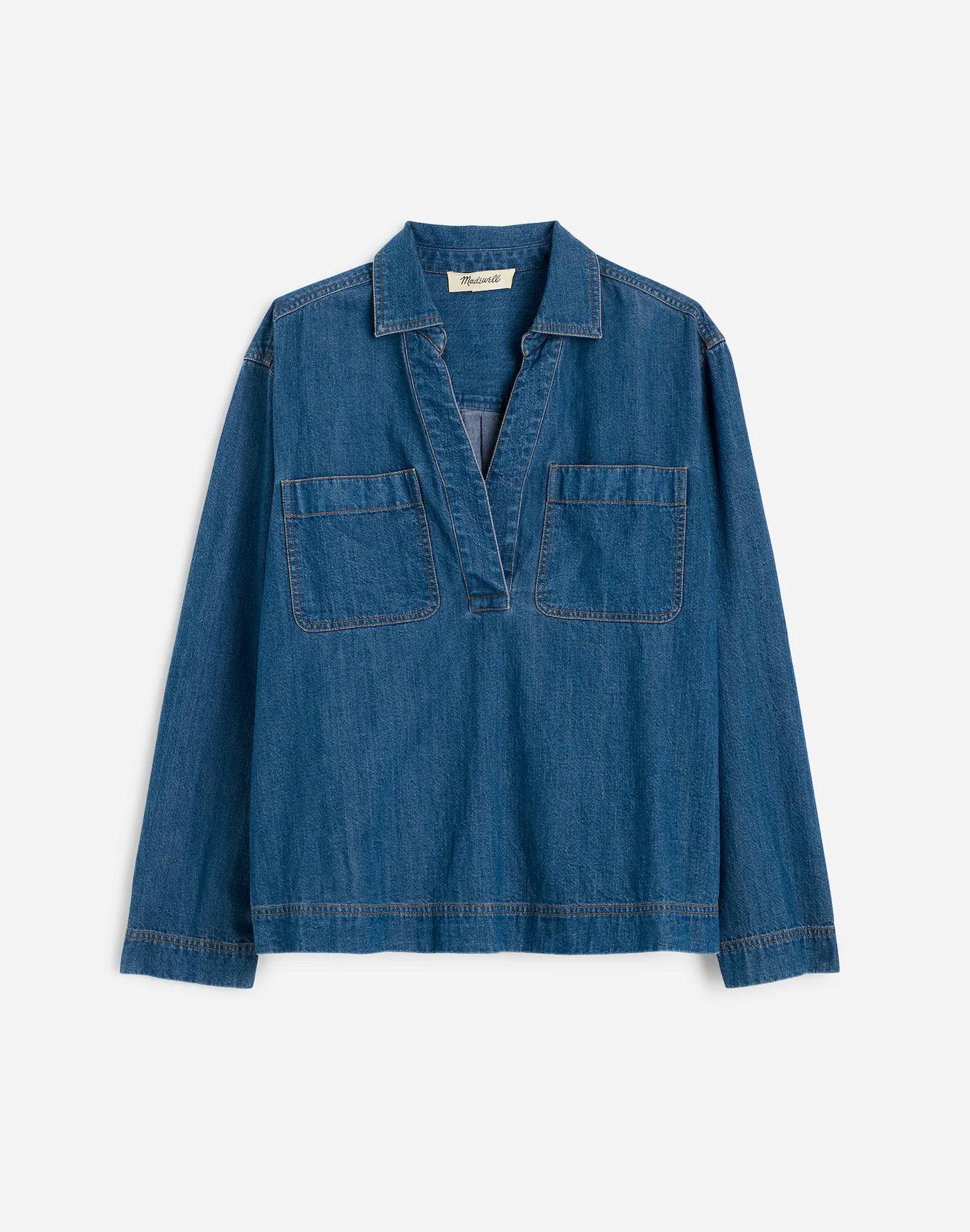 Denim Popover Tunic Shirt in Ector Wash Product Image