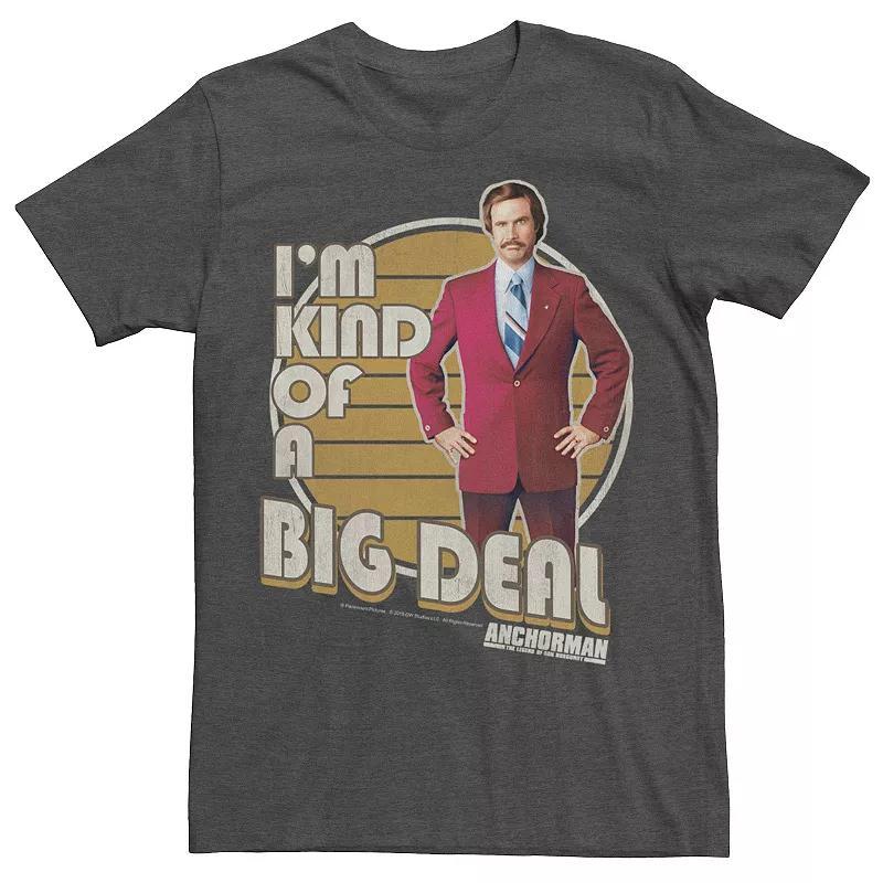 Mens Anchorman Im Kind Of A Big Deal Retro Striped Portrait Tee Grey Heather Product Image