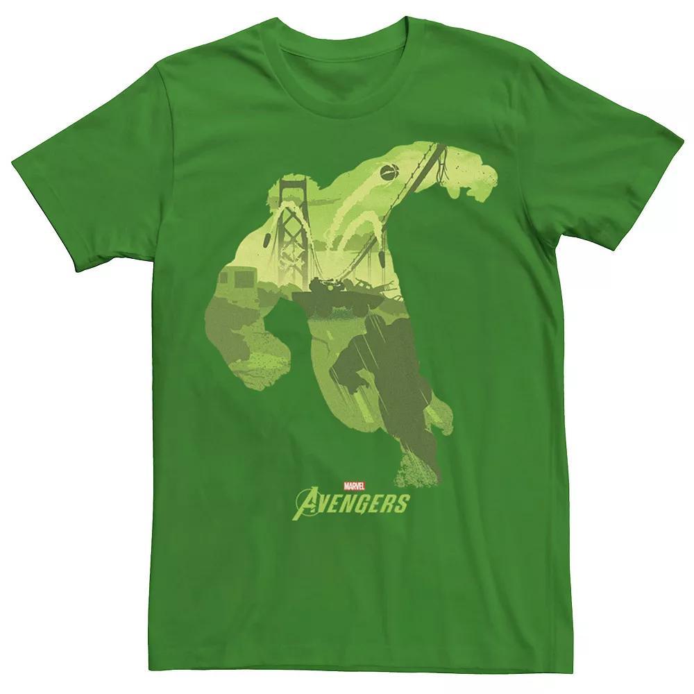 Men's Marvel Avengers Hulk Bridge Silhouette Fill Tee, Size: XL, Kelly Product Image