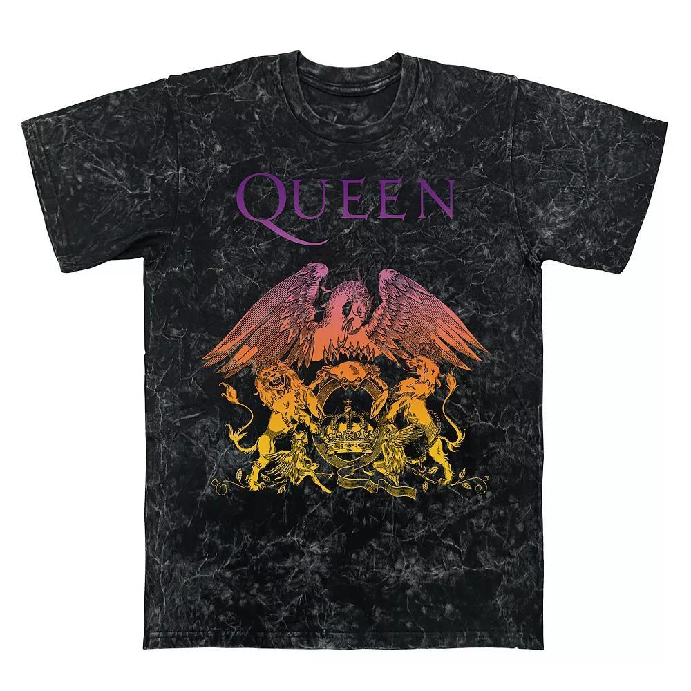 Men's Queen Crest Logo Gradient Mineral Wash Graphic Tee, Size: Large, Black Mineral Wash Product Image