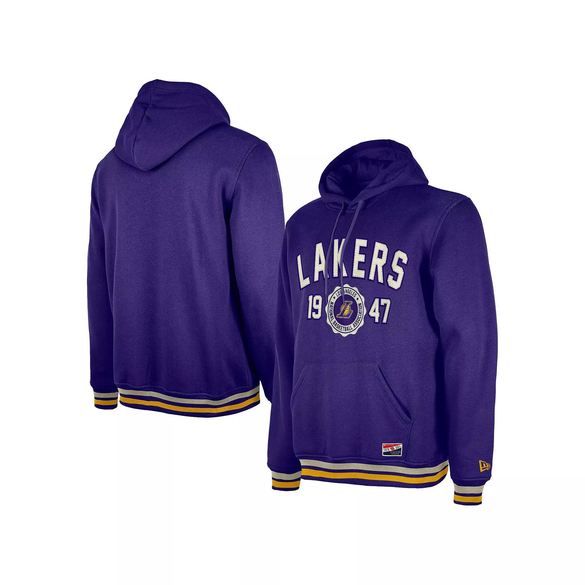 Men's New Era Purple Los Angeles Lakers Throwback Vintage Pullover Hoodie,  Product Image