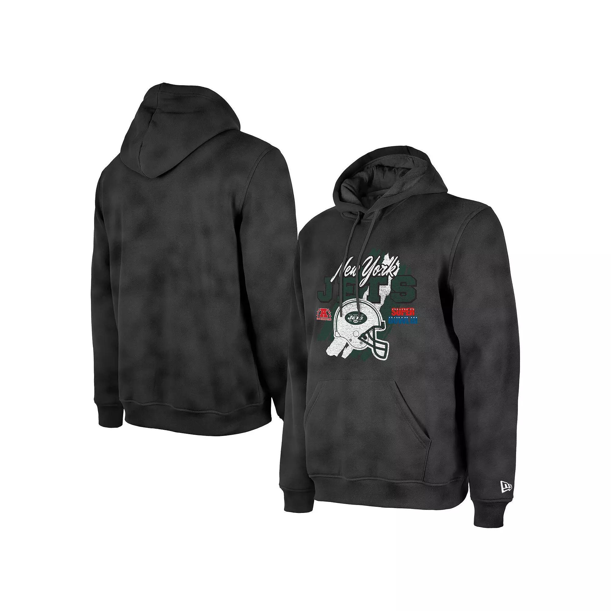 Men's New Era Black New York Jets Identity Helmet Enzyme Washed Pullover Hoodie,  Product Image