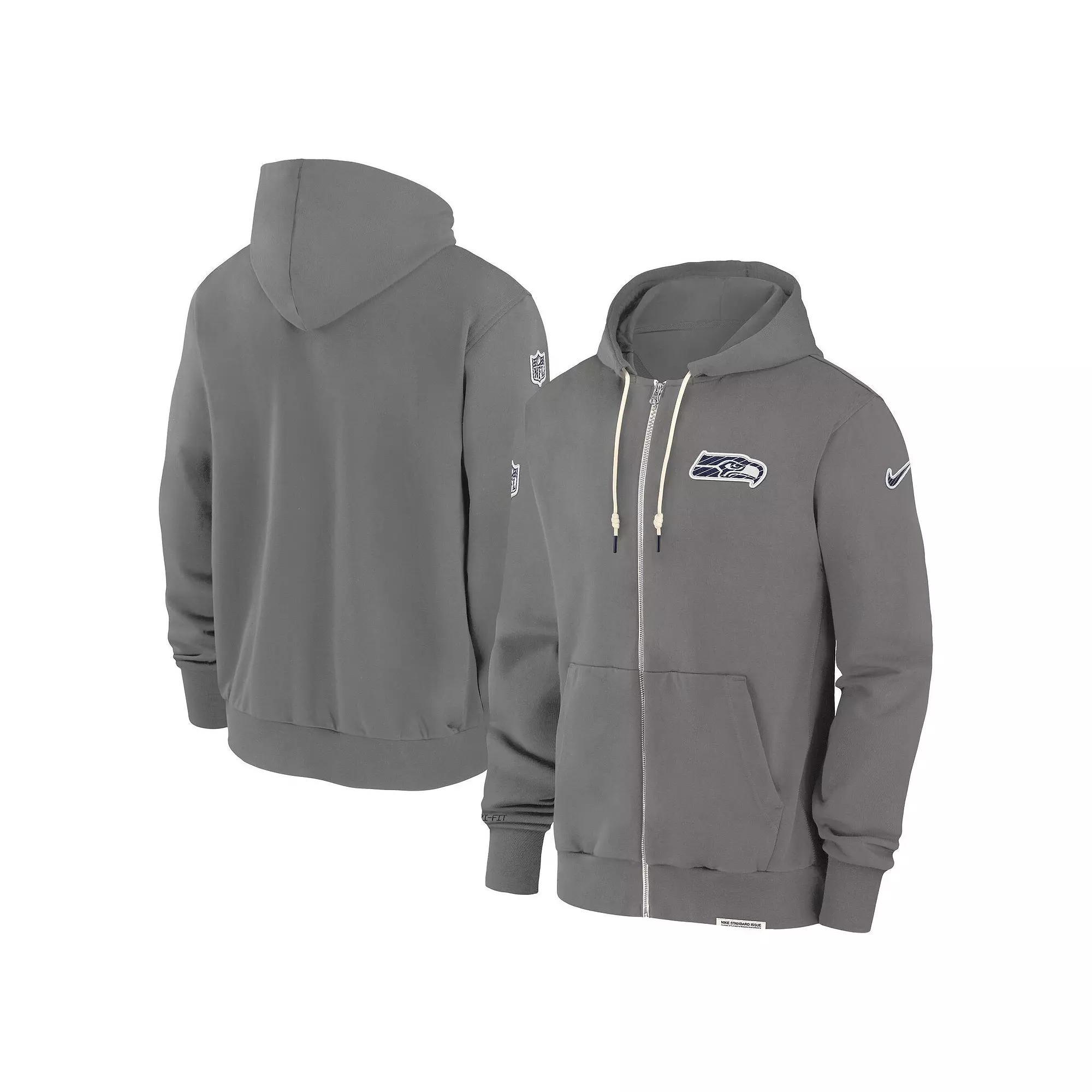 Men's Nike  Pewter Seattle Seahawks Player Full-Zip Performance Hoodie, Size: Small, Charco Product Image