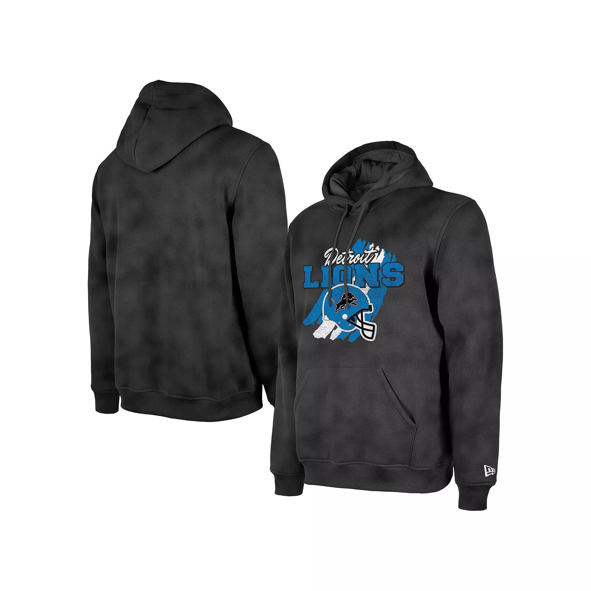 Men's New Era Black Detroit Lions Identity Helmet Enzyme Washed Pullover Hoodie, Size: Medium Product Image
