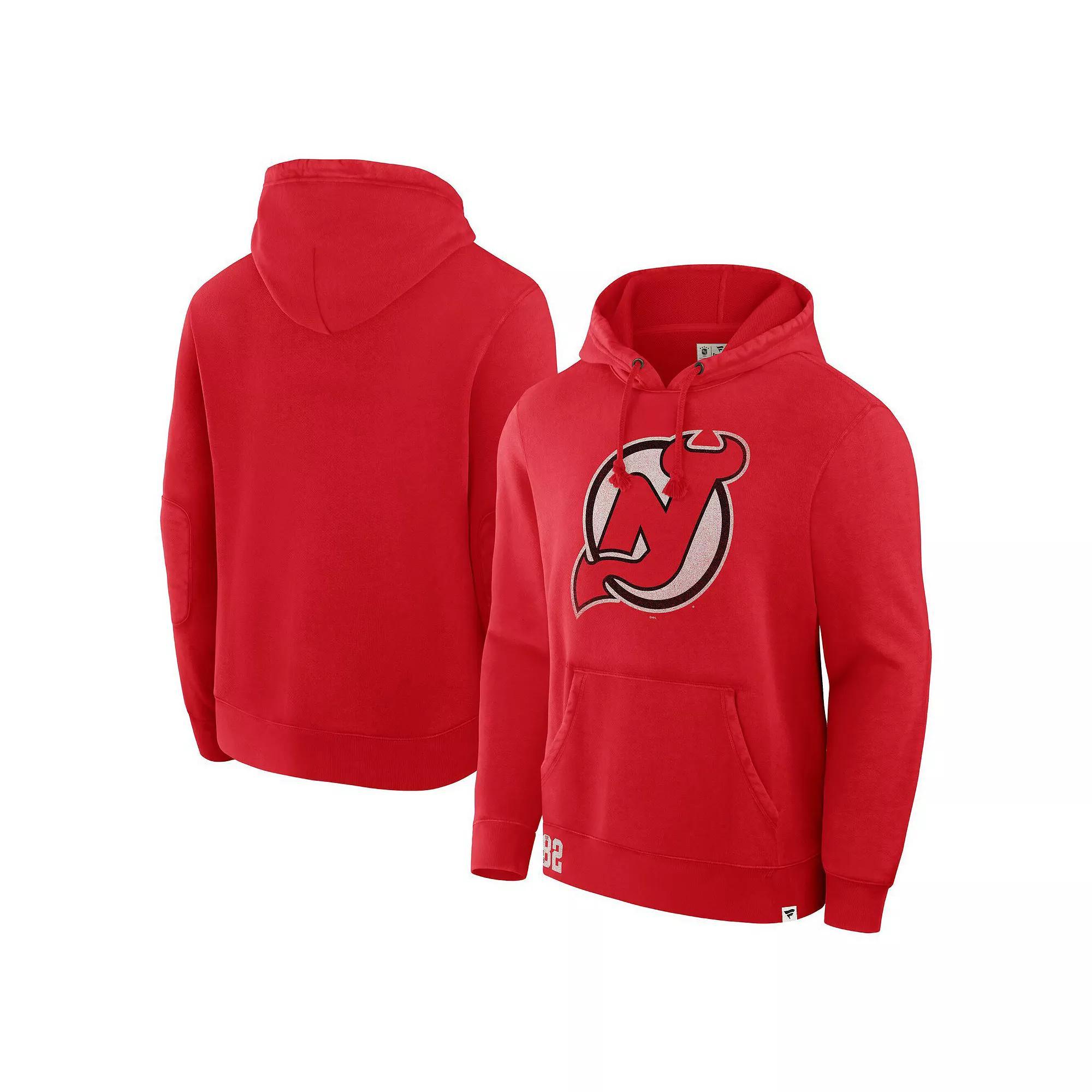 Men's Fanatics Red New Jersey Devils Decades Collection Tradition Fleece Pullover Hoodie,  Product Image