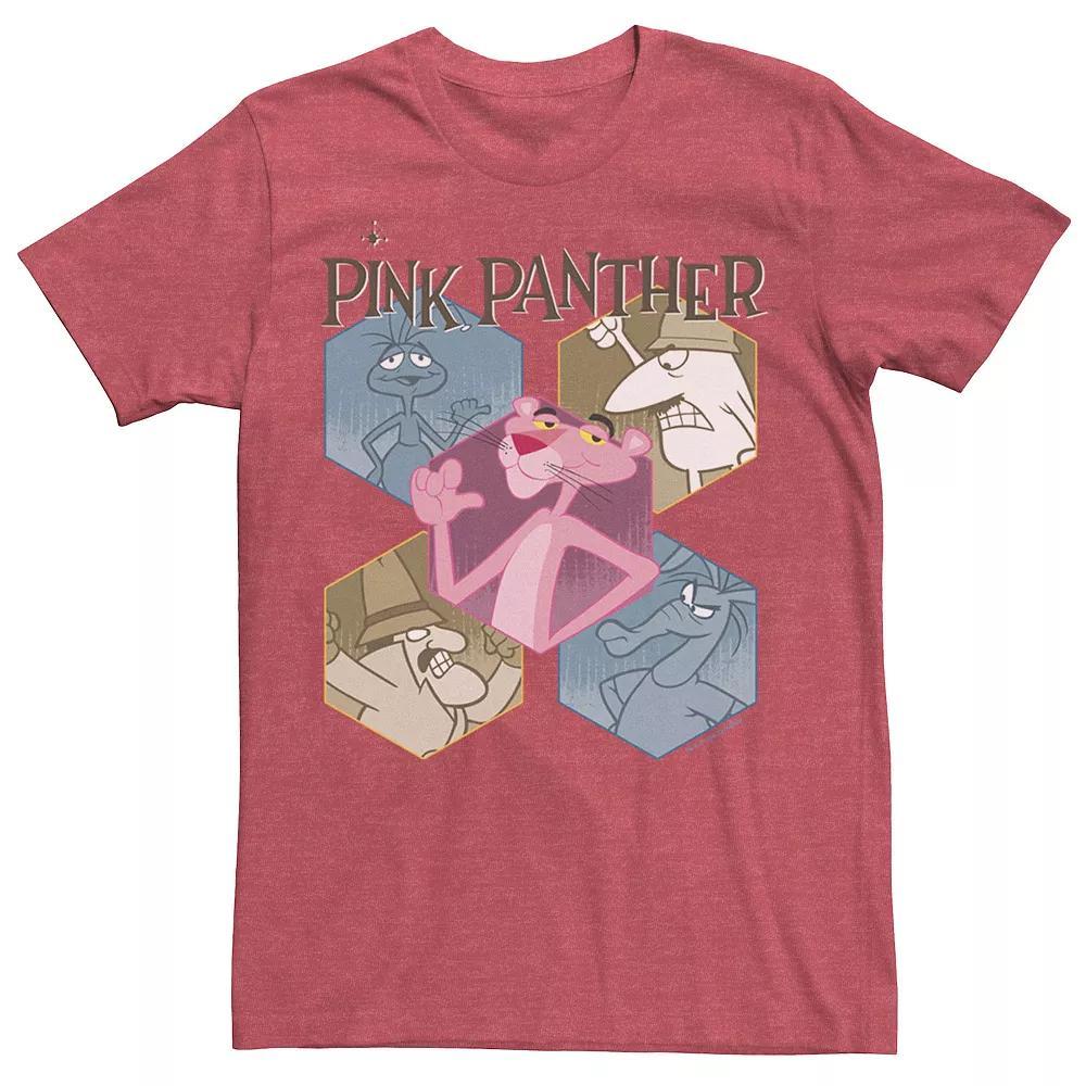 Men's Pink Panther Hexagonal Portraits Graphic Tee, Size: Large, Red Grey Product Image
