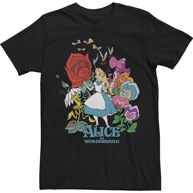 Disney's Alice In Wonderland Men's Walking Through The Flowers Tee, Size: Medium, Black Product Image