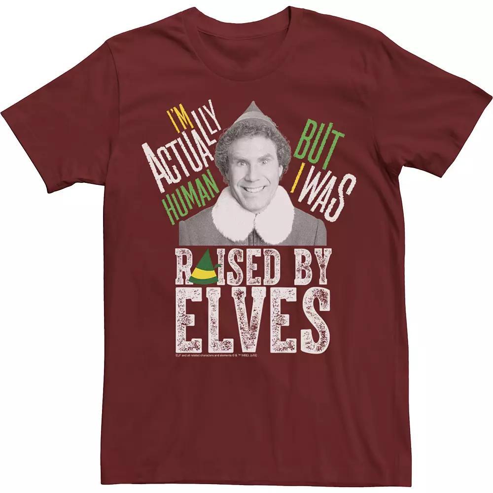 Men's Elf Buddy I'm Actually Human Text Portrait Tee, Size: Medium, Red Product Image