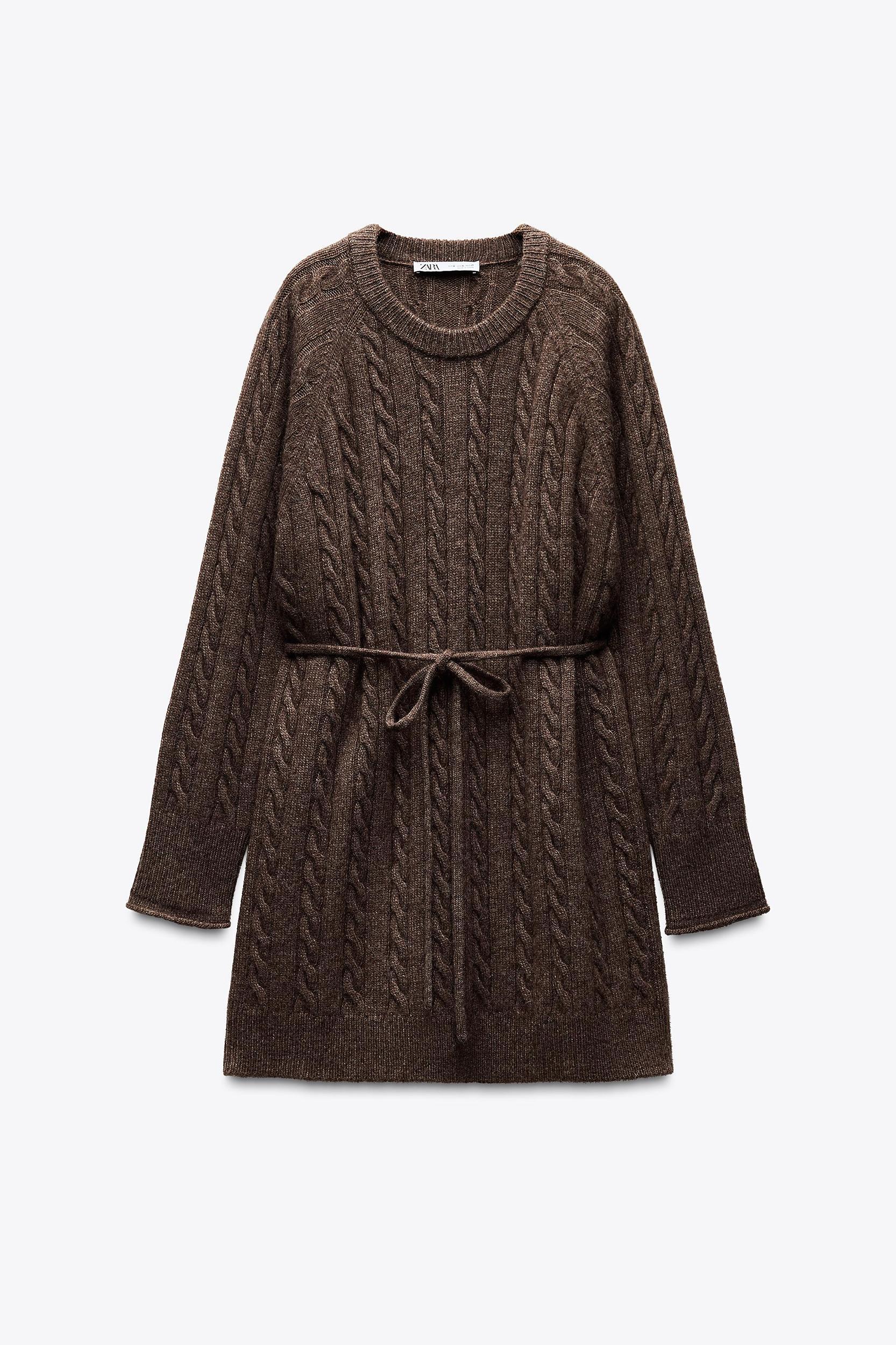 LONG CABLE KNIT WOOL BLEND SWEATER Product Image