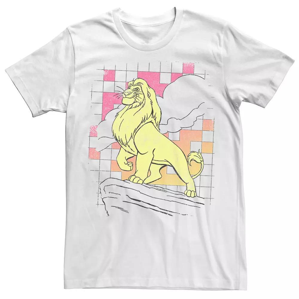 Disney's The Lion King Distressed Simba Checkered Men's Tee, Size: 3XL, White Product Image