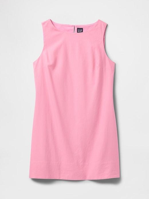 Linen-Blend Mini Shift Dress Product Image