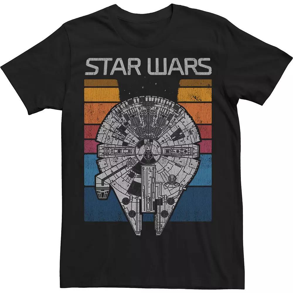 Big & Tall Star Wars Millennium Falcon Retro Stripes Logo Tee, Men's, Size: 3XL, Black Product Image