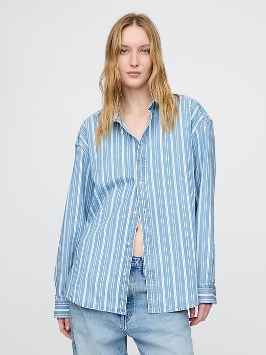 Denim Stripe Big Shirt Product Image