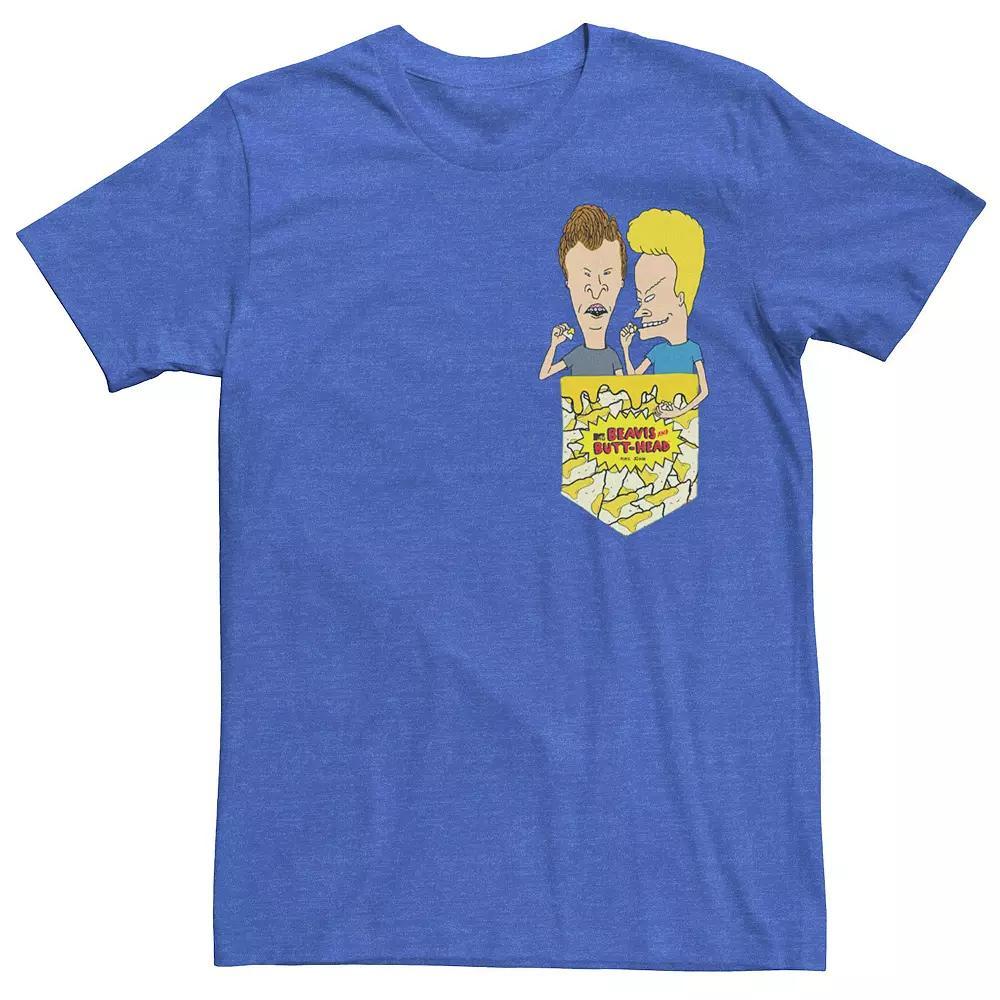 Men's Beavis And Butthead Nacho Pocket Short Sleeve Tee, Size: Medium, Royal Grey Product Image